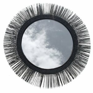 Moldura de Espelho Rattan Preto Circular