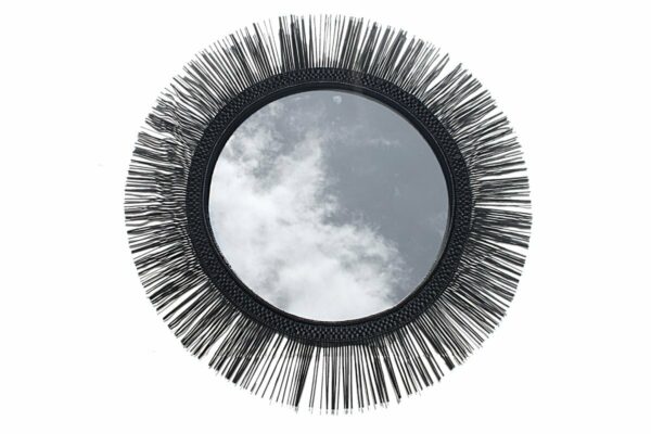 Moldura de Espelho Rattan Preto Circular