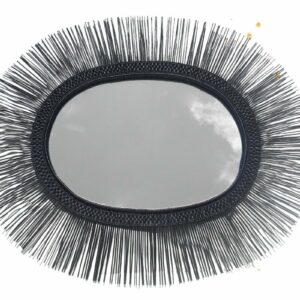 Moldura de Espelho Rattan em Preto Oval