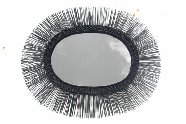 Moldura de Espelho Rattan em Preto Oval